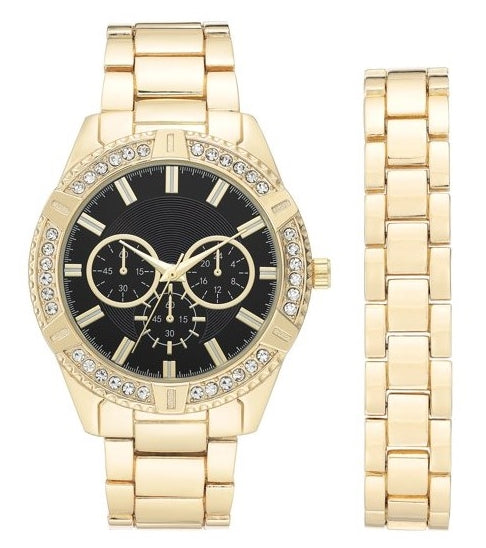Elevate your casual style with this Gold-Tone George sleek watch, blending functionality with serious bling