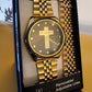 MEN'S GEORGE GOLD TONE WATCH WITH CROSS